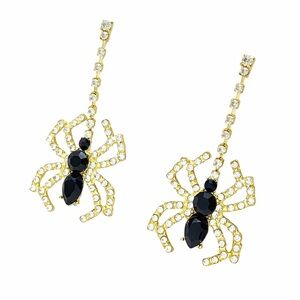 Gold and Black Spider Earrings Halloween Jewelry